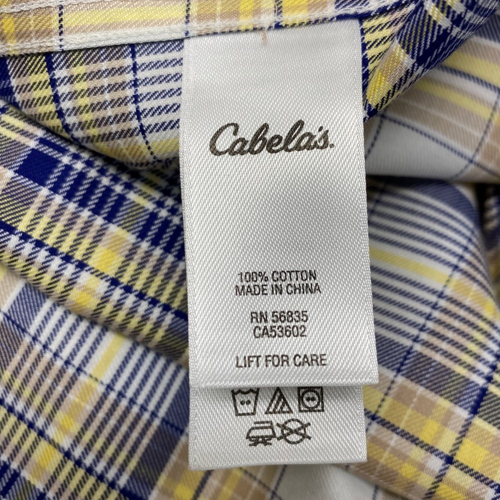 Cabelas Wrinkle-Free Plaid Button Down Shirt Mens M Cotton Long Sleeve VTG - Picture 8 of 9